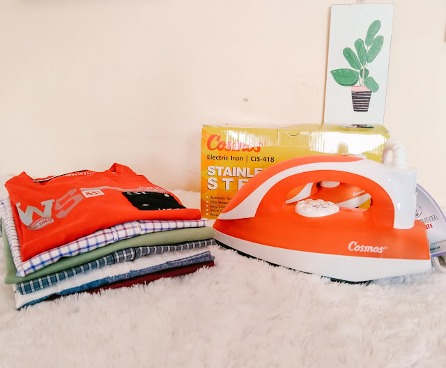 desain trendy warna orange setrika listrik stainless steel cosmos