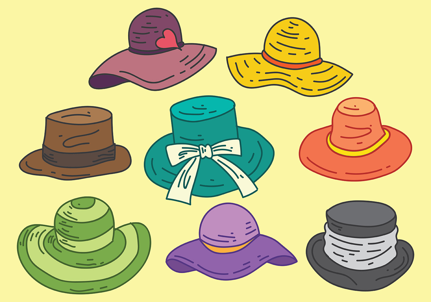 Hat bekommen. Разноцветные шляпы. Шляпа рисунок. Шляпа рисунок для детей. Шляпка нарисованная.