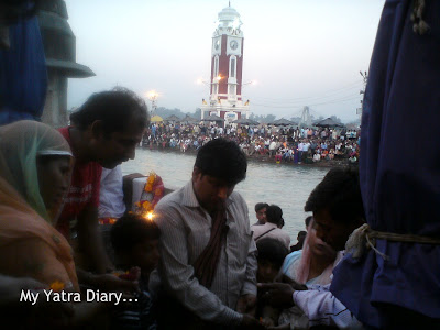 Devotees take part in various rituals at the Har Ki Pauri in Haridwar