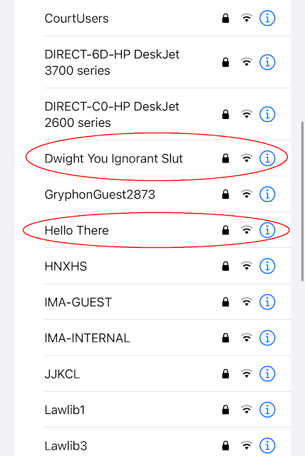 Network Names: Hello There and Dwight You Ignorant Slut