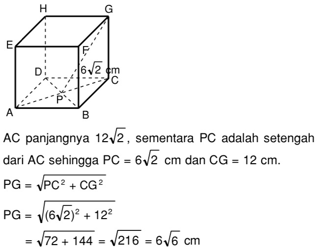 Di ketahui kubus abcd,efgh dengan panjang rusuk 12cm titik n merupakan titik tengah cg. hitung jarak