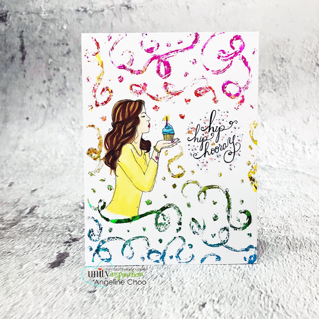 ScrappyScrappy: Happy 2020 & Angela's Birthday Bash with Unity Stamp - Hip Hip Hooray #scrappyscrappy #unitystampco #cardmaking #card #stamping #youtube #quicktipvideo #birthdaybash #happy2020 #hiphiphooray #birthdaycard #decofoil #rainbowshatteredglass #decofoiladhesivepen #copicmarkers #confettibackground 