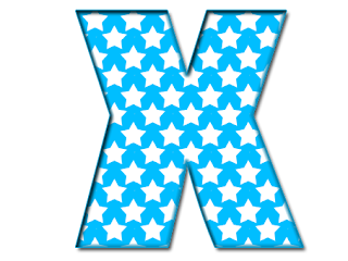 Abecedario Azul con Estrellas Blancas. Blue Alphabet with White Stars.