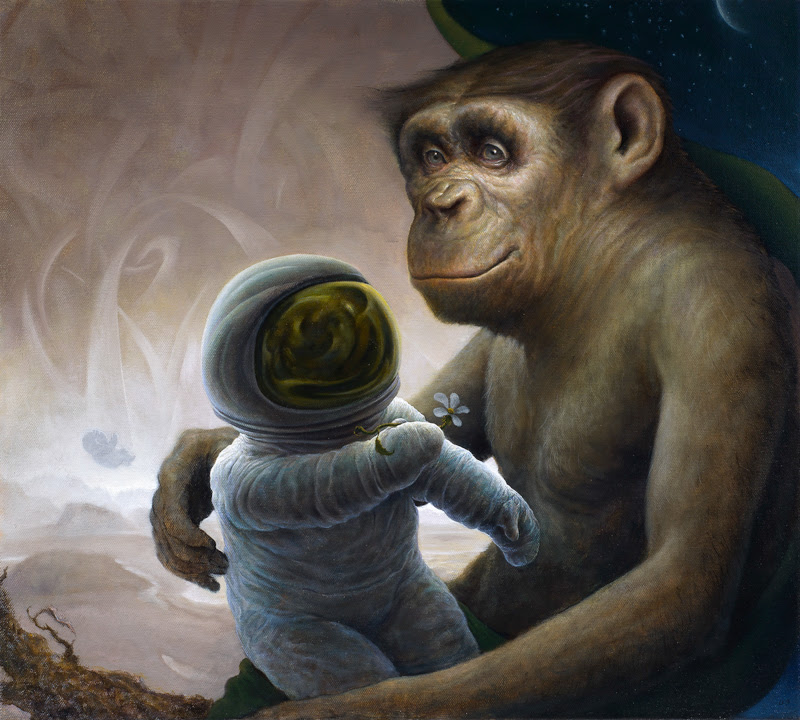 Chimps and Astronauts Paintings by Chris Leib from California.