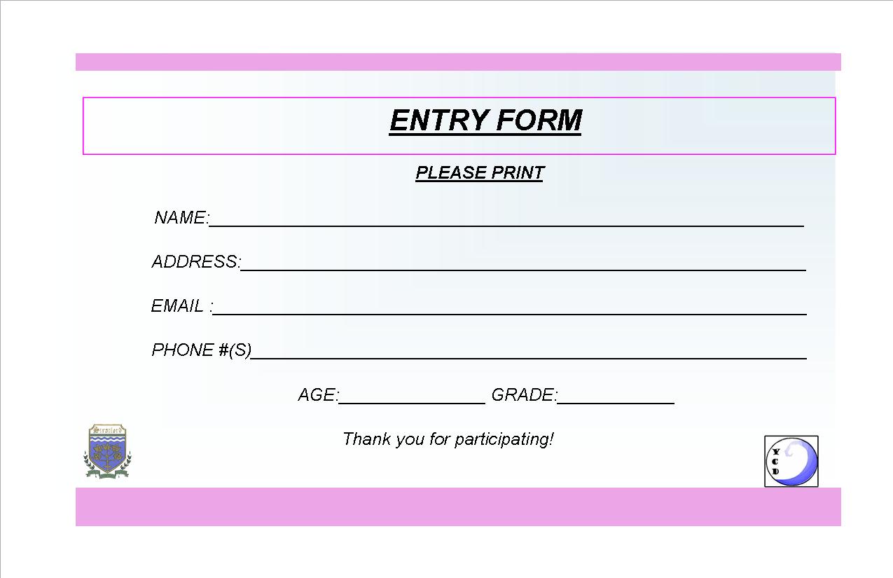 Printable Entry Form Template