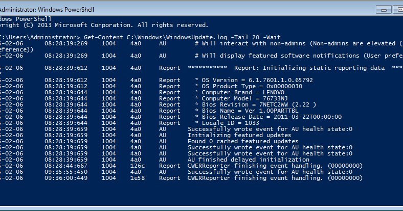 Powershell: Get-Content - Tail Command On Windows