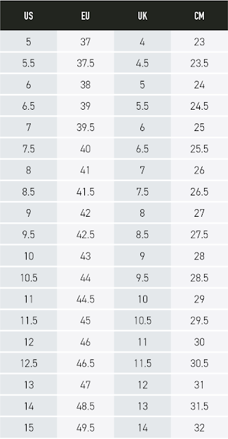 RIDE CONCEPTS: MENS SIZE CHART