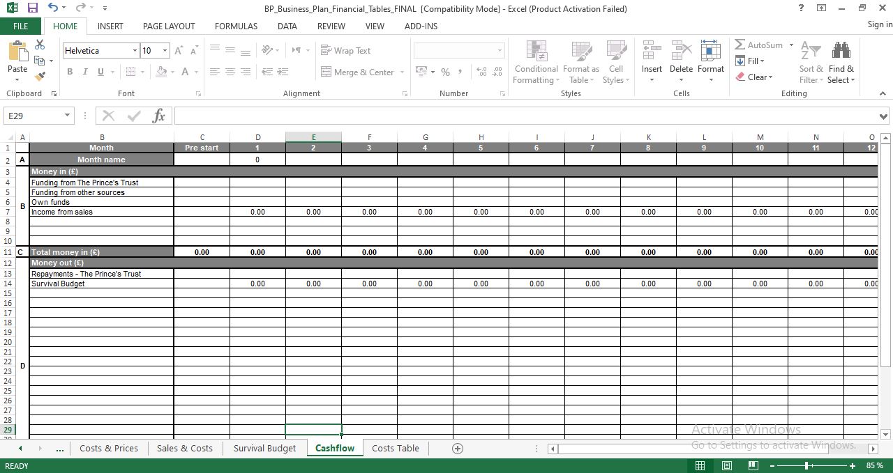 Business financial plan template excel In Business Plan Excel Template Free Download