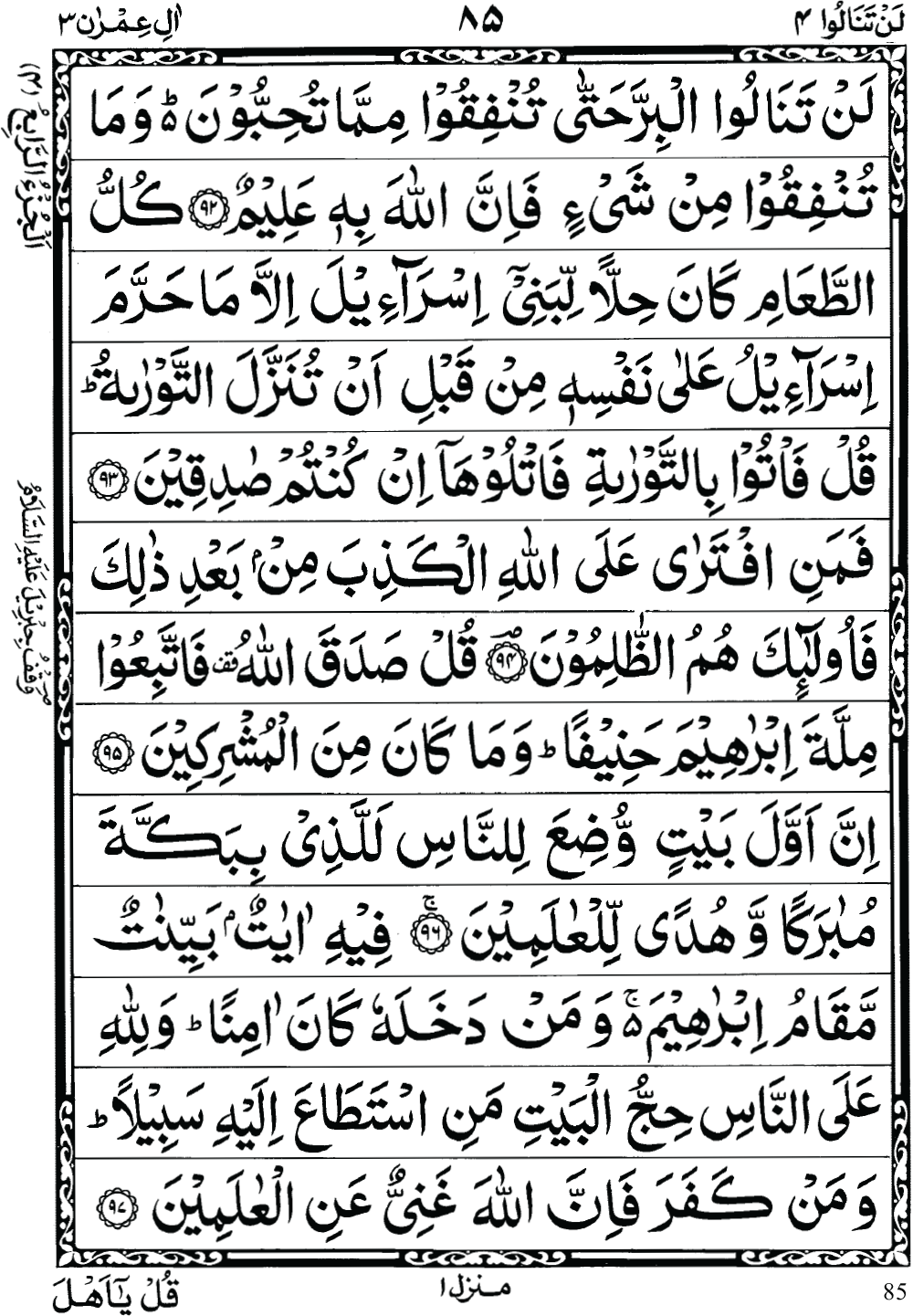 Quran Para 3 (lan tanalu) 3rd para Recite Online and PDF