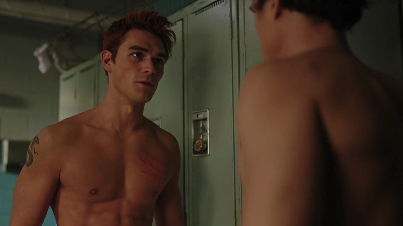 Charles Melton and KJ Apa shirtless in Riverdale 3-10 "Chapter Forty-F...