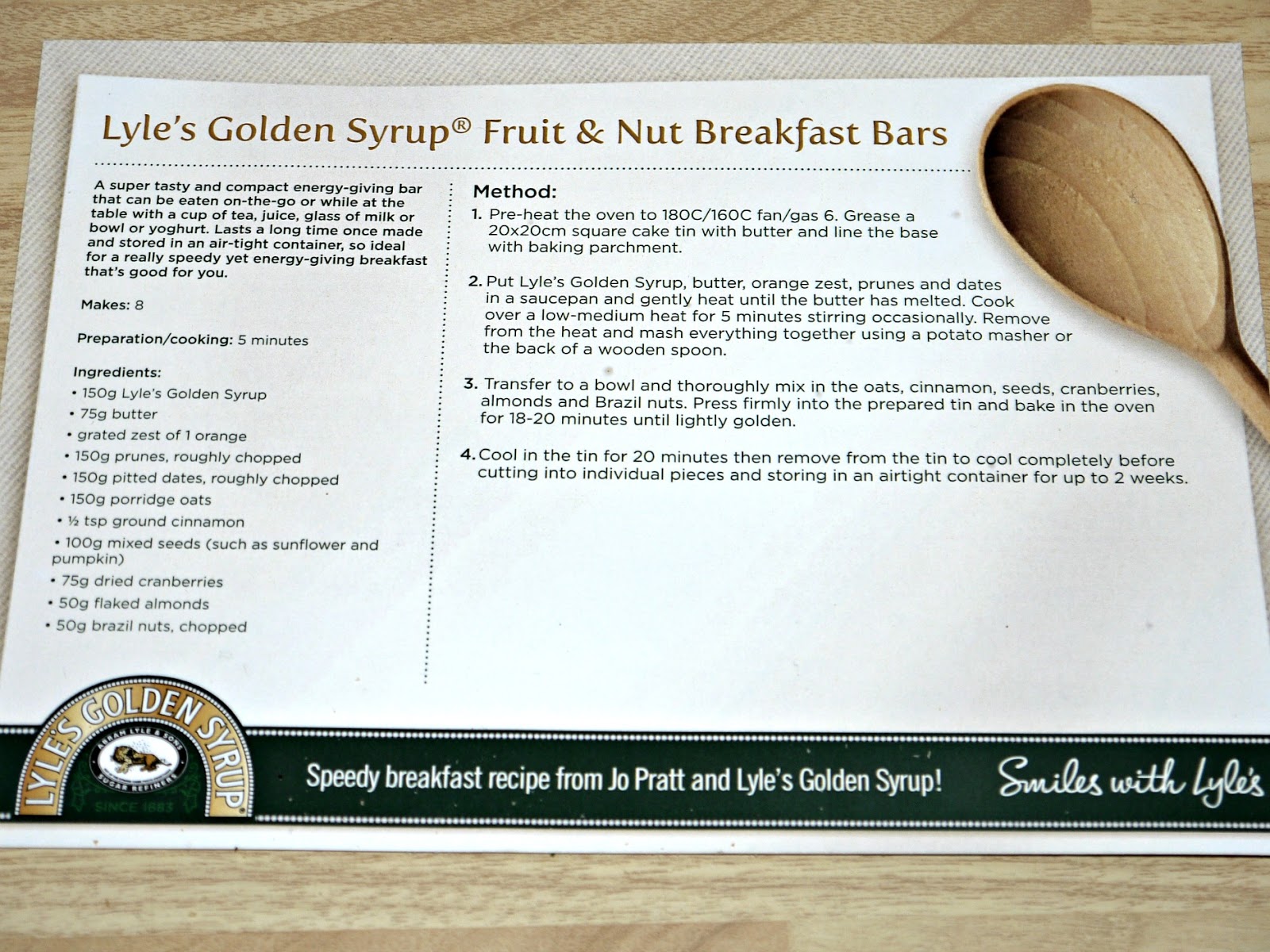 Inside the Wendy House Fruit and Nut Breakfast Bar Recipe with Lyle's