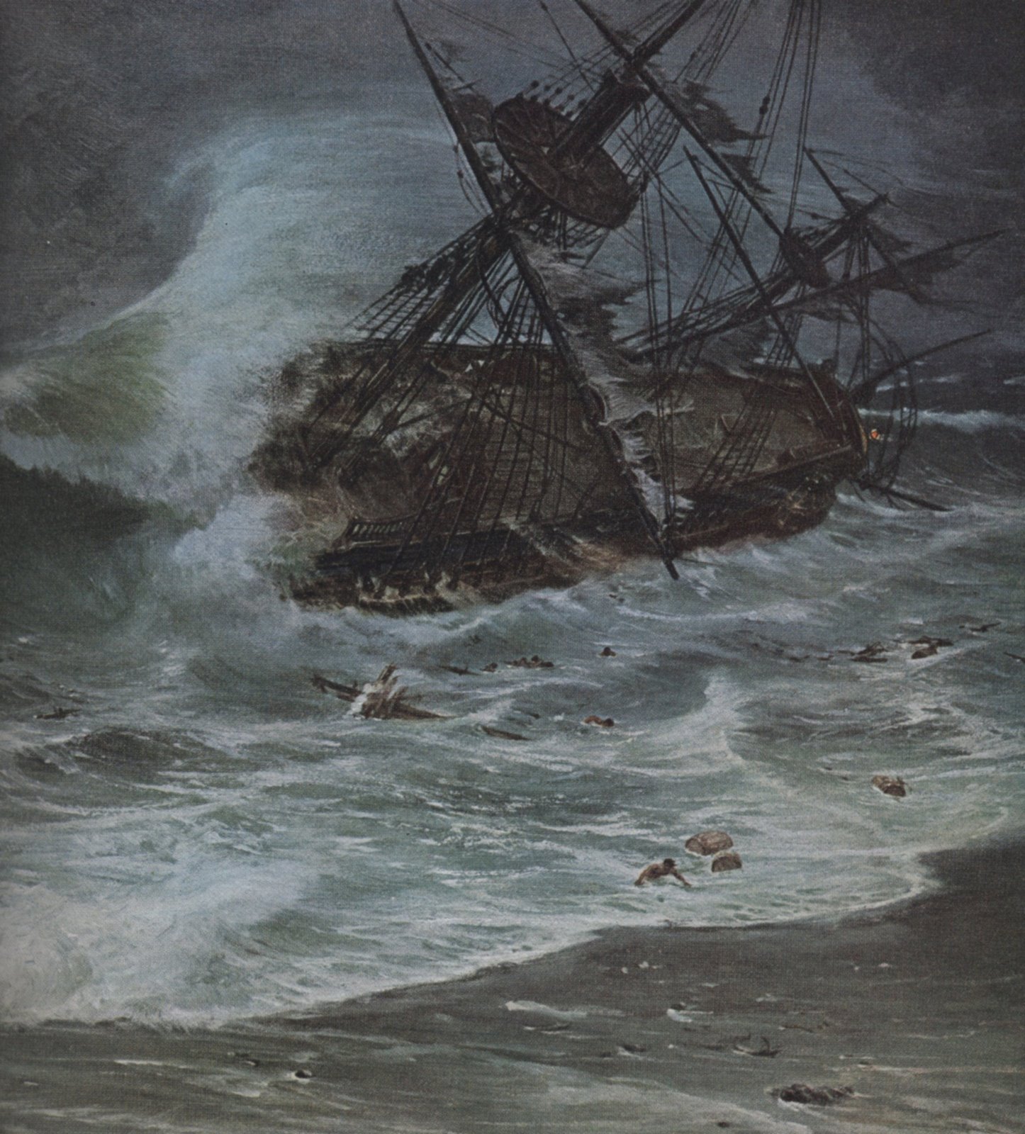 Шторм 1854. Тонущий корабль Айвазовский. Айвазовский крушение корабля.