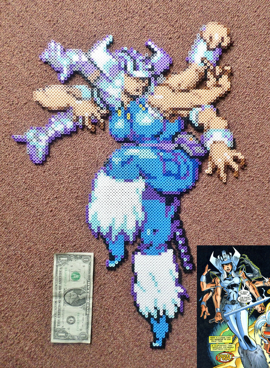 Long Black Fingers Spiral Marvel Vs. Perler Bead