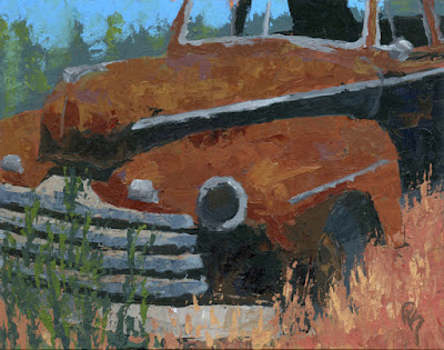 classic car ford abandoned rust art painting
