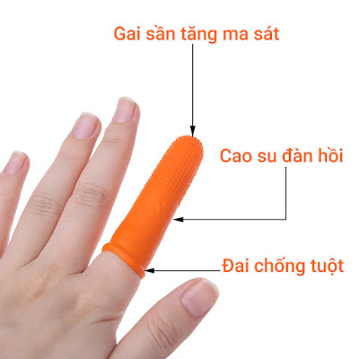 Bao Ngón Tay Cao Su Đàn Hồi Màu Cam Có Gai Tăng Ma Sát - GCS0031