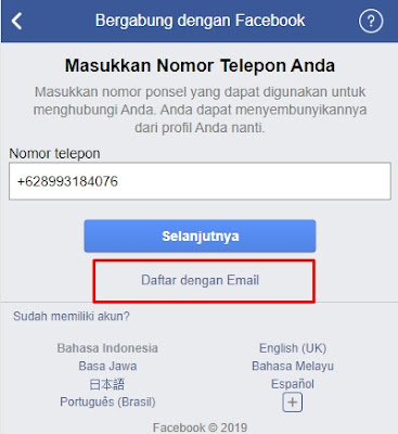 cara registrasi Facebook