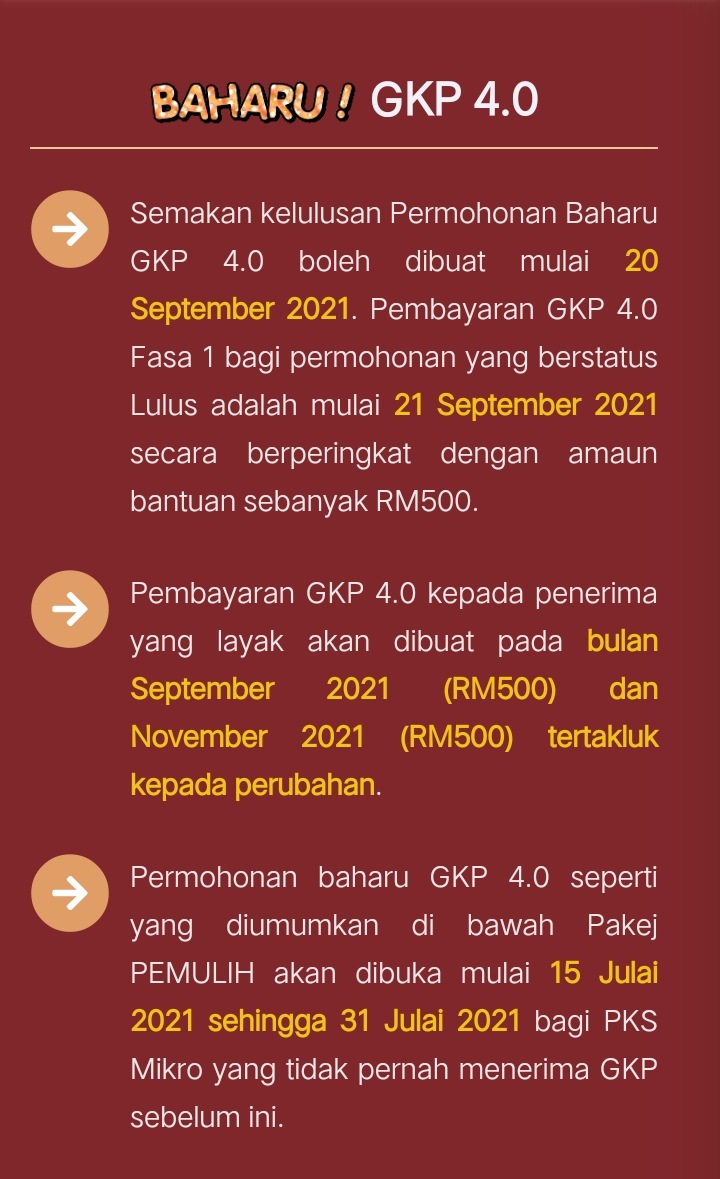 Bantuan gkp 4.0 permohonan baru