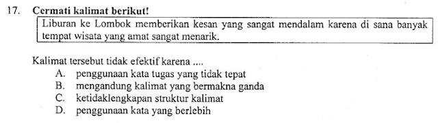 CONTOH SOAL ALASAN MENGAPA KALIMAT TIDAK EFEKTIF DAN