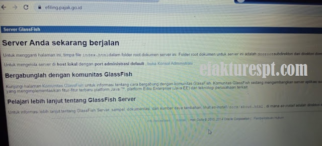 eFiling Error Glassfish Server, Your Server Is Now Running