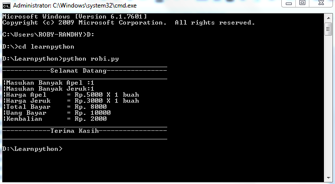 Python Penjualan buah Sederhana