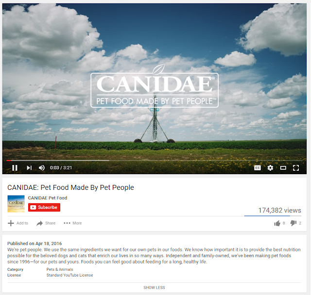 Canidae video showing details about their pet foods