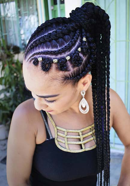 25 Elegant Lemonade Braided Ponytail Hairstyles 2019 For Black