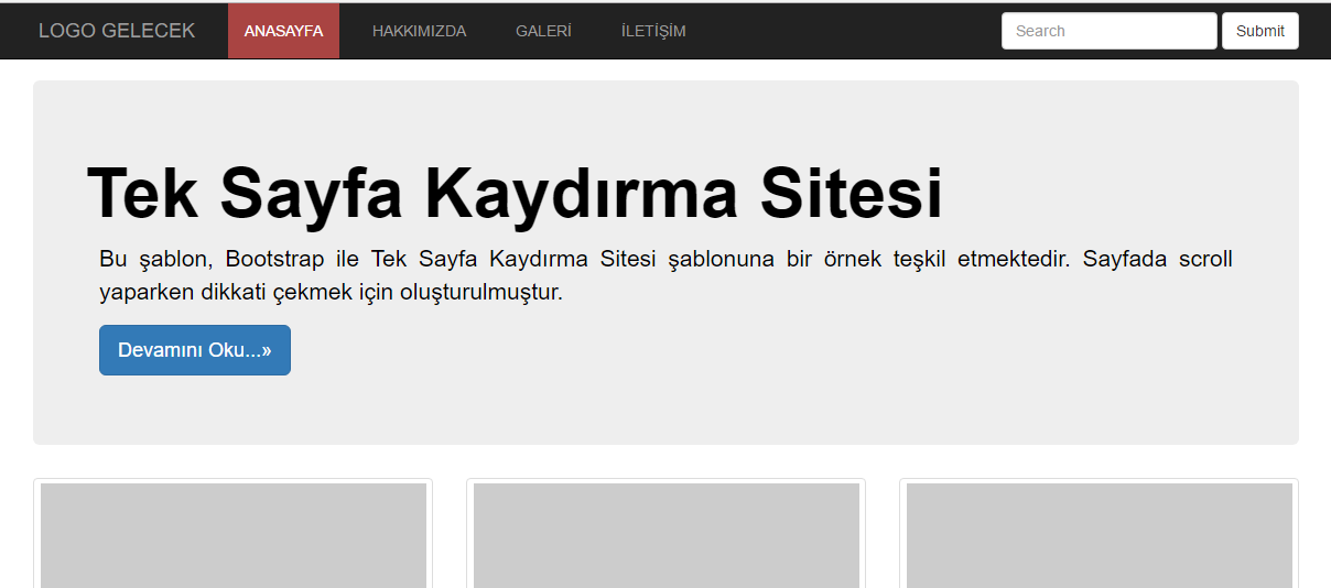 Cahit Soyman Bootstrap Ile Tek Sayfa Kaydirma Scrolling Sitesi Yapma