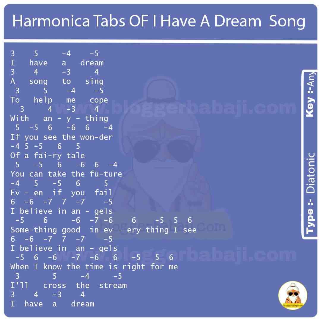 harmonica Tabs of I Have A Dream song