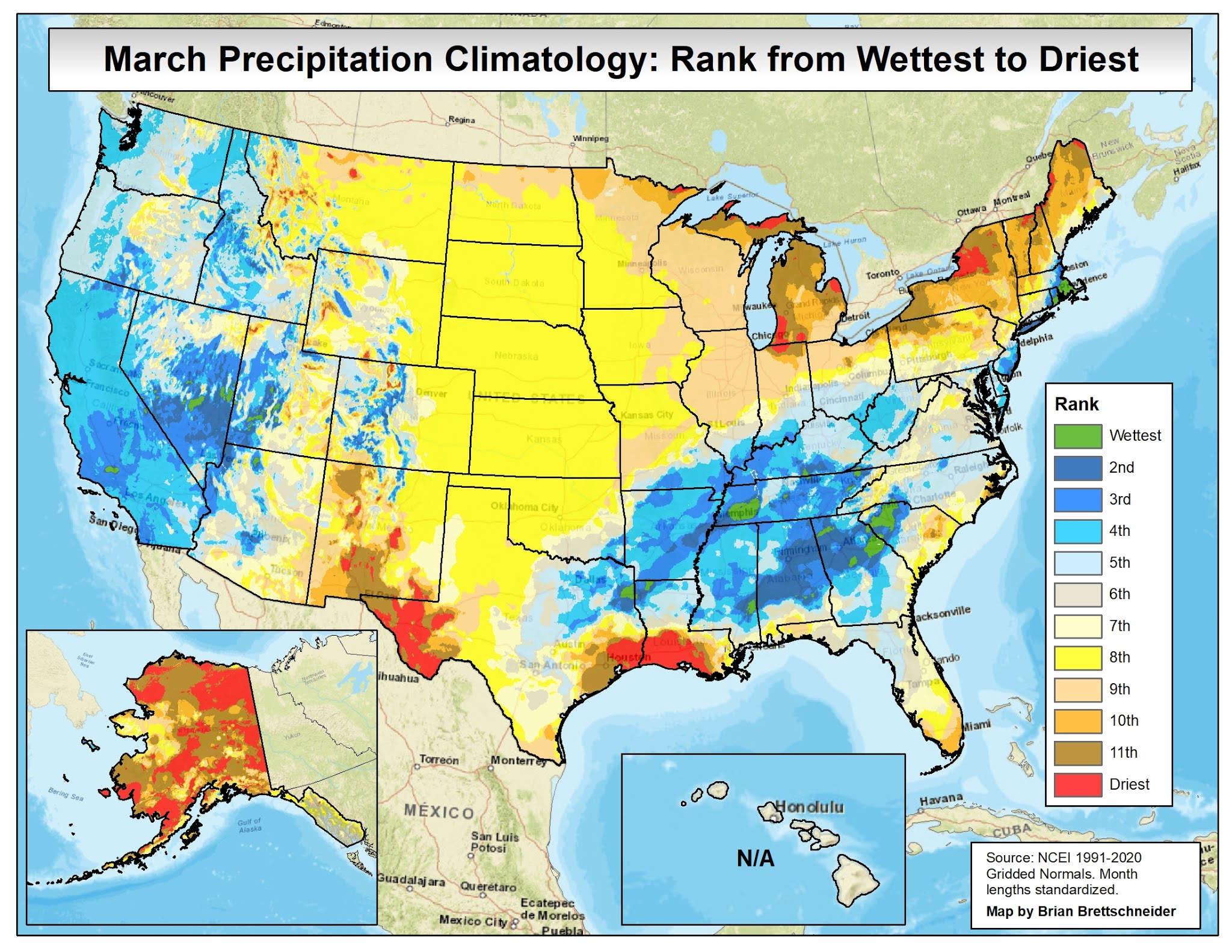 Brian B.'s Climate Blog Wettest Months of the Year 19912020
