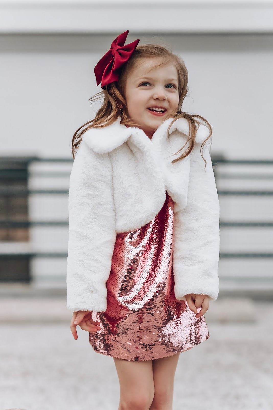 Reflecting on 2019 - NYE Style - Pink Sequins, Burgundy and white faux fur - Something Delightful Blog #NYEStyle #ReflectingOn2019 #SparkleInTheNewYear #MommyandMe