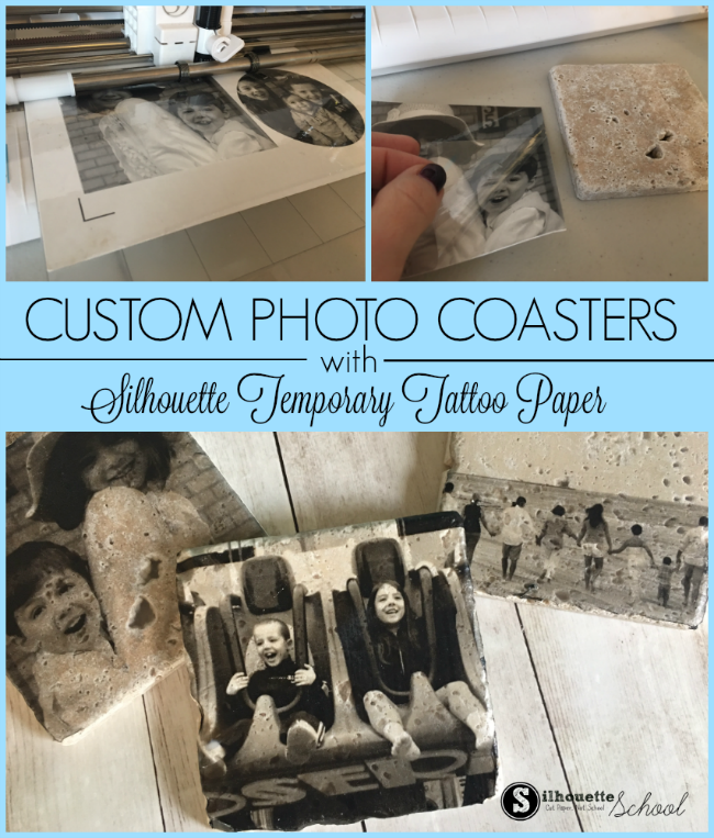 Make Photo Coasters with Silhouette Temporary Tattoo Paper