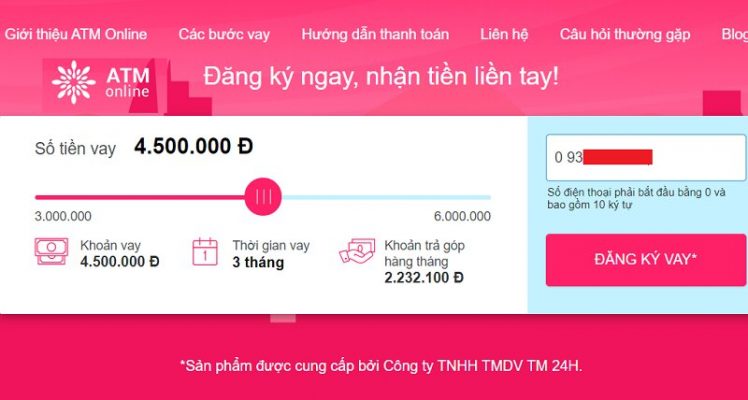 ATM Online : Vay online 3-10 triệu chỉ cần CMND, nhận tiền trong ngày