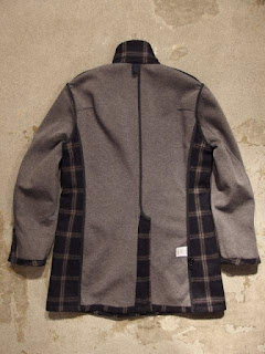 ts(s) "3 Button Long Jacket in Window Pane Plaid Wool Bonded Cloth"