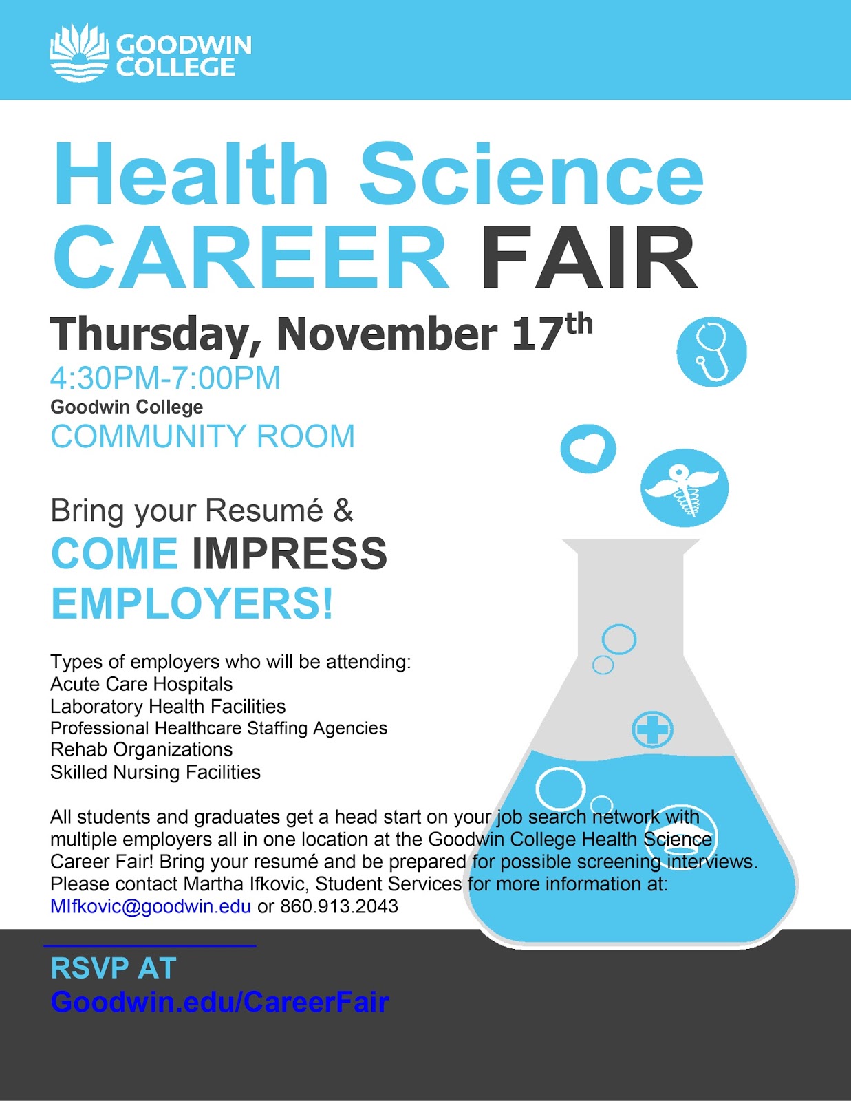 Goodwin University Student News Health Sciences Career Fair — November 17