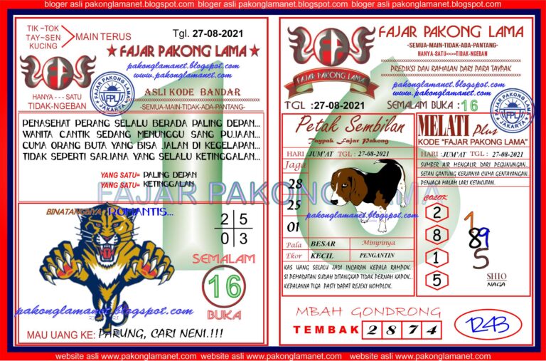 Kode Syair Petruk Hongkong Jumat 27 Agustus 2021 Syair Petruk