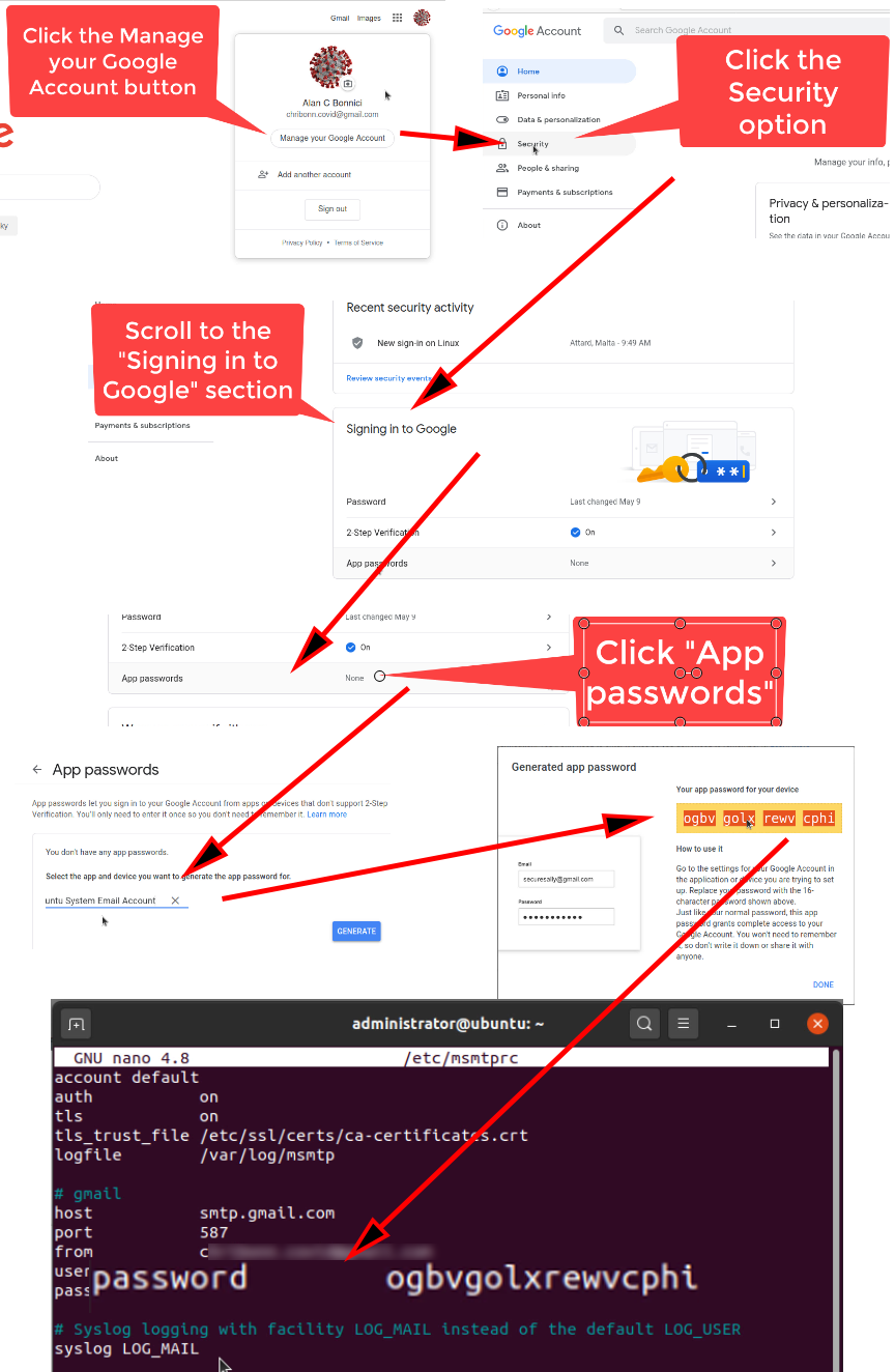 HOWTO Send an email using Gmail from a system configuration using msmtp