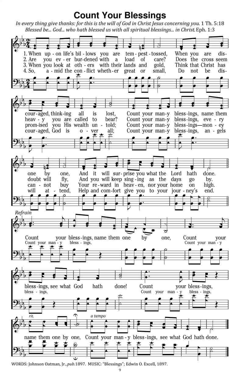 Tonic solfa of 'Count your blessings'