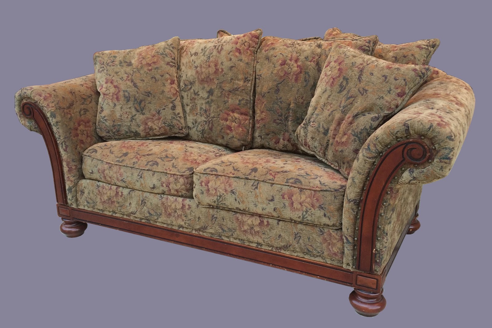 Uhuru Furniture & Collectibles Chenille Tapestry Wood Framed Sofa SOLD