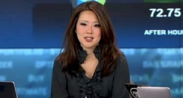 Ladies in Satin Blouses: Melissa Lee - black ruffled blouse