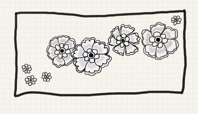 Doodle flowers in grey and black