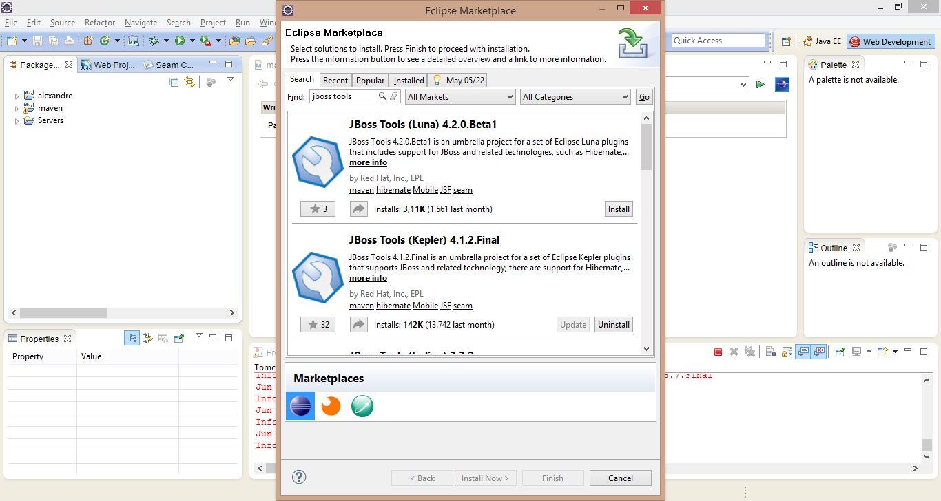 Alexandre Palmeira Configuração passoapasso Maven + Jboss Tolls + JSF + Rich Faces