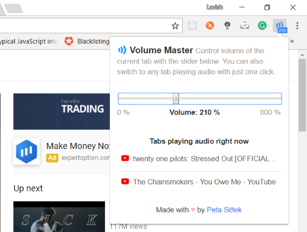 Volume Master per browser Chrome