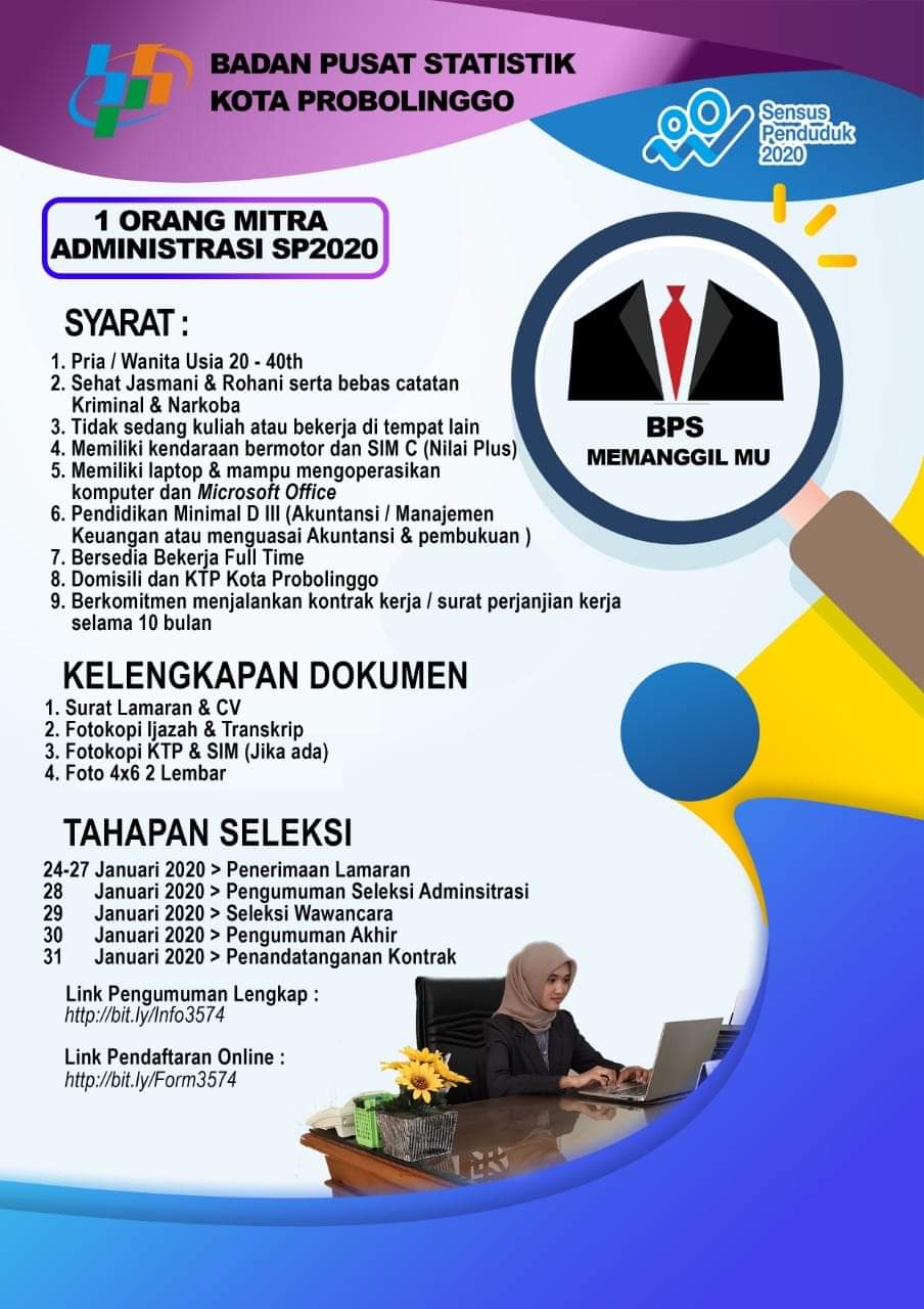 Info Lowongan Kerja Kota Probolinggo : Administrasi SP2020 - Yuk Baca