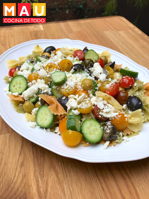 ensalada pasta griega receta mau cocina de todo