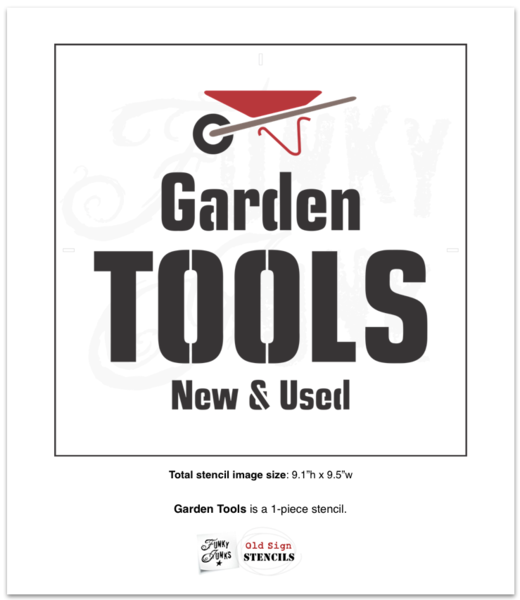 Photo of a garden tools stencil