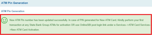 how to generate new atm pin for sbi debit card