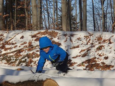 zimowy spacer, zabawy na śniegu, zima w Lesie Bronaczowa