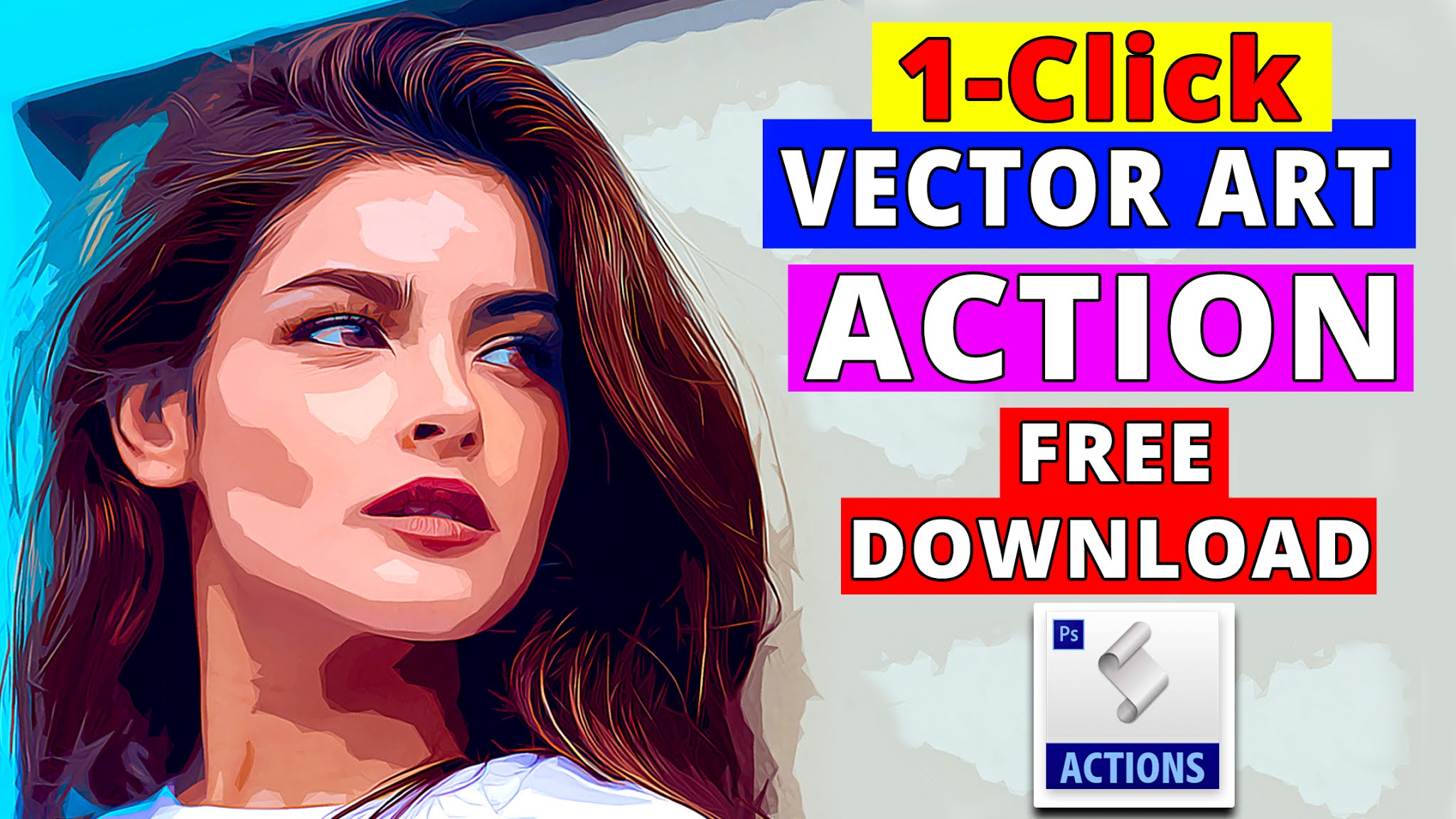 1 Click Vector Art Cartoon Effect Free Photoshop Action | Educative Bikash  : Everything for Graphics Designing