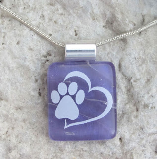 Artisan gift guide: Purple dichroic glass paw print pendant necklace