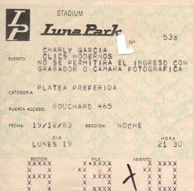 La Nave Del Rock Argento Charly Garcia En Vivo Luna Park Bootleg 1983